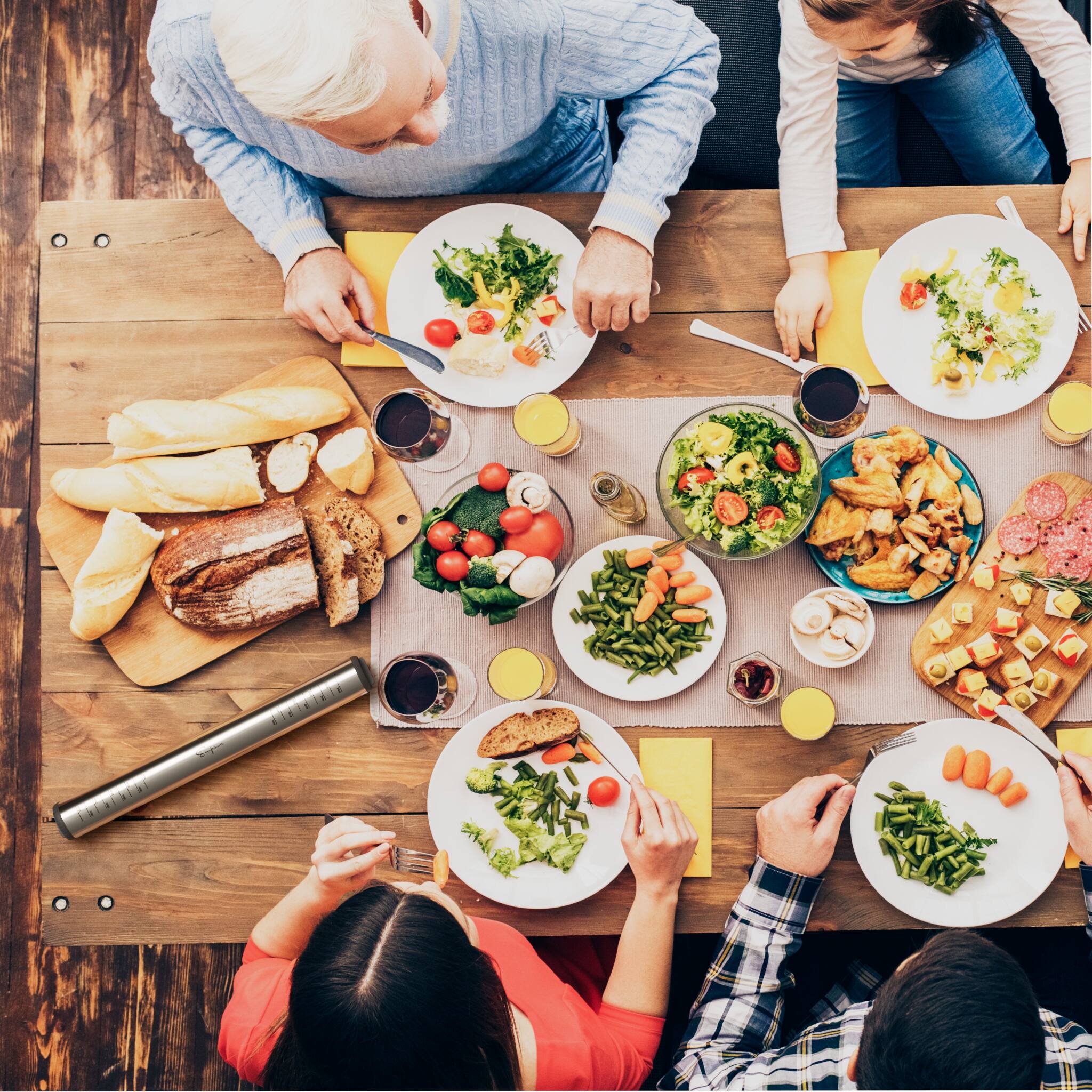 Alt View 3. Empava - Premium 15.8in.  Rolling Pin - Professional Smooth Self-Cooled Rolling Pin with flour container & Measurements - Stainless Steel.