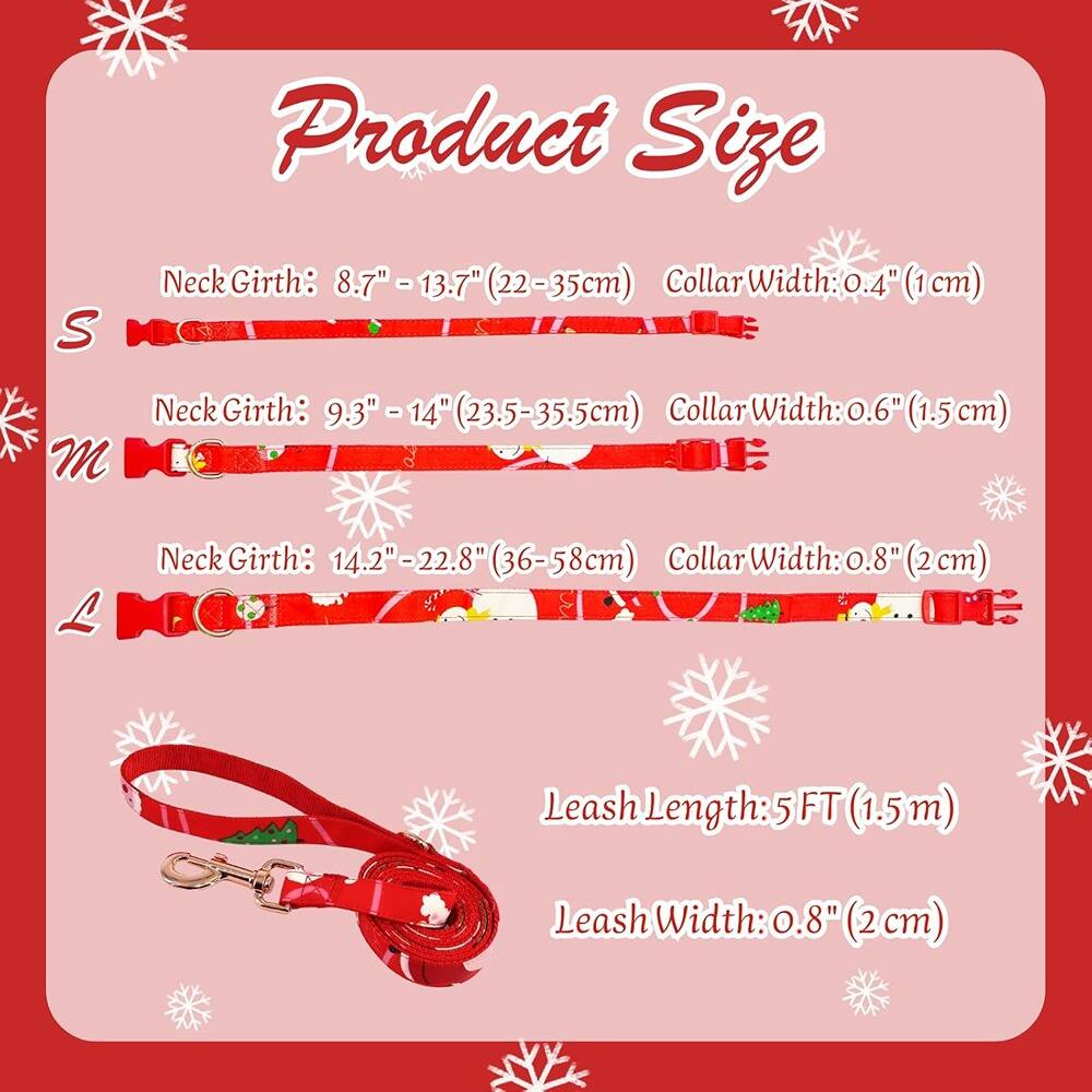 Sure, here is the corrected and grouped text:

---

**Product Size**

**S**  
- Neck Girth: 8.7" - 13.7" (22-35cm)  
- Collar Width: 0.4" (1cm)

**M**  
- Neck Girth: 9.3" - 14" (23.5-35.5cm)  
- Collar Width: 0.6" (1.5cm)

**L**  
- Neck Girth: 14.2" - 22.8" (36-58cm)  
- Collar Width: 0.8" (2cm)

- Leash Length: 5 FT (1.5m)  
- Leash Width: 0.8" (2cm)

---