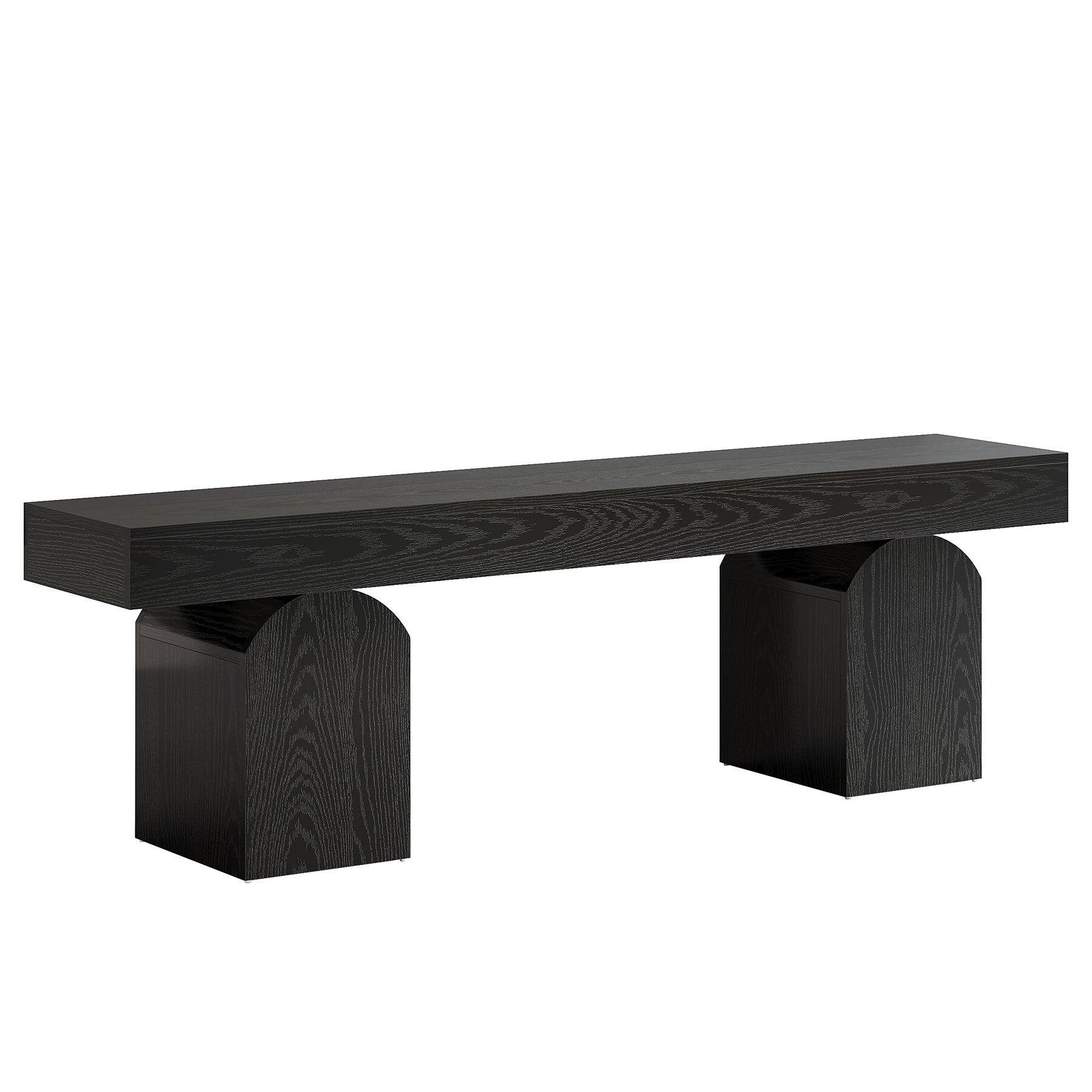 Alt View 5. Tribesigns - Office Reception Bench with Engineered Wood Construction, Arched Design, for Office Entryways and Waiting Areas - Black.