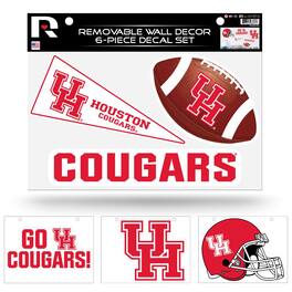 Rico Industries - University of Houston Cougars Set of 6 Removable Wall Decal Stickers - Multi