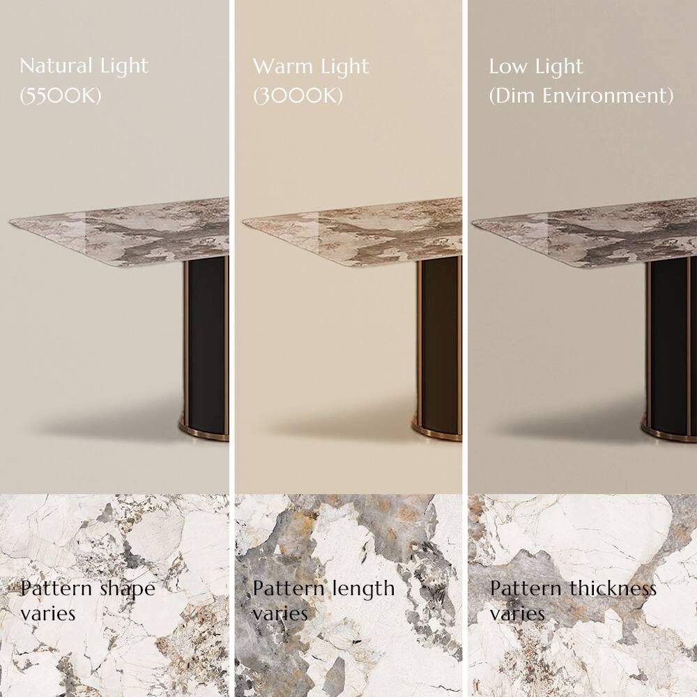 Natural Light (5500K)  
Warm Light (3000K)  
Low Light (Dim Environment)  

Pattern shape varies  
Pattern length varies  
Pattern thickness varies