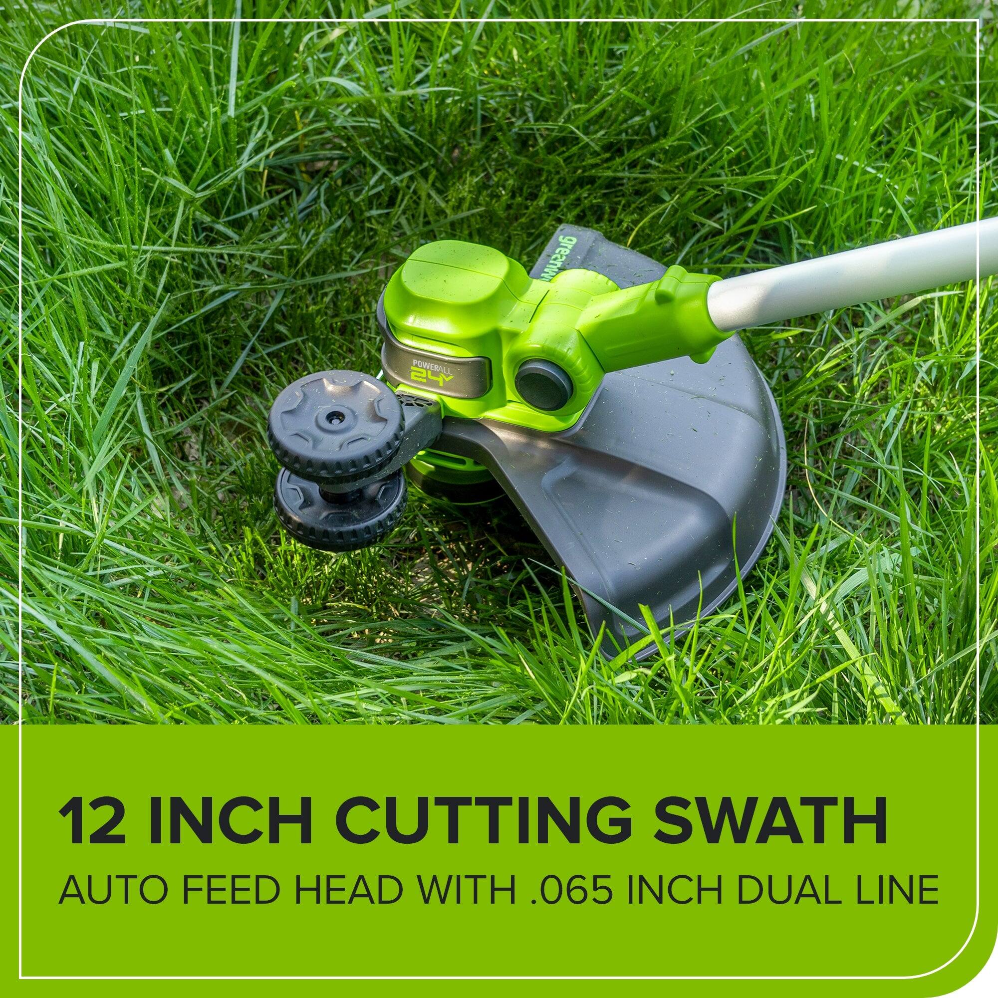 greenw POWERALL 24Y 12 INCH CUTTING SWATH AUTO FEED HEAD WITH .065 INCH DUAL LINE