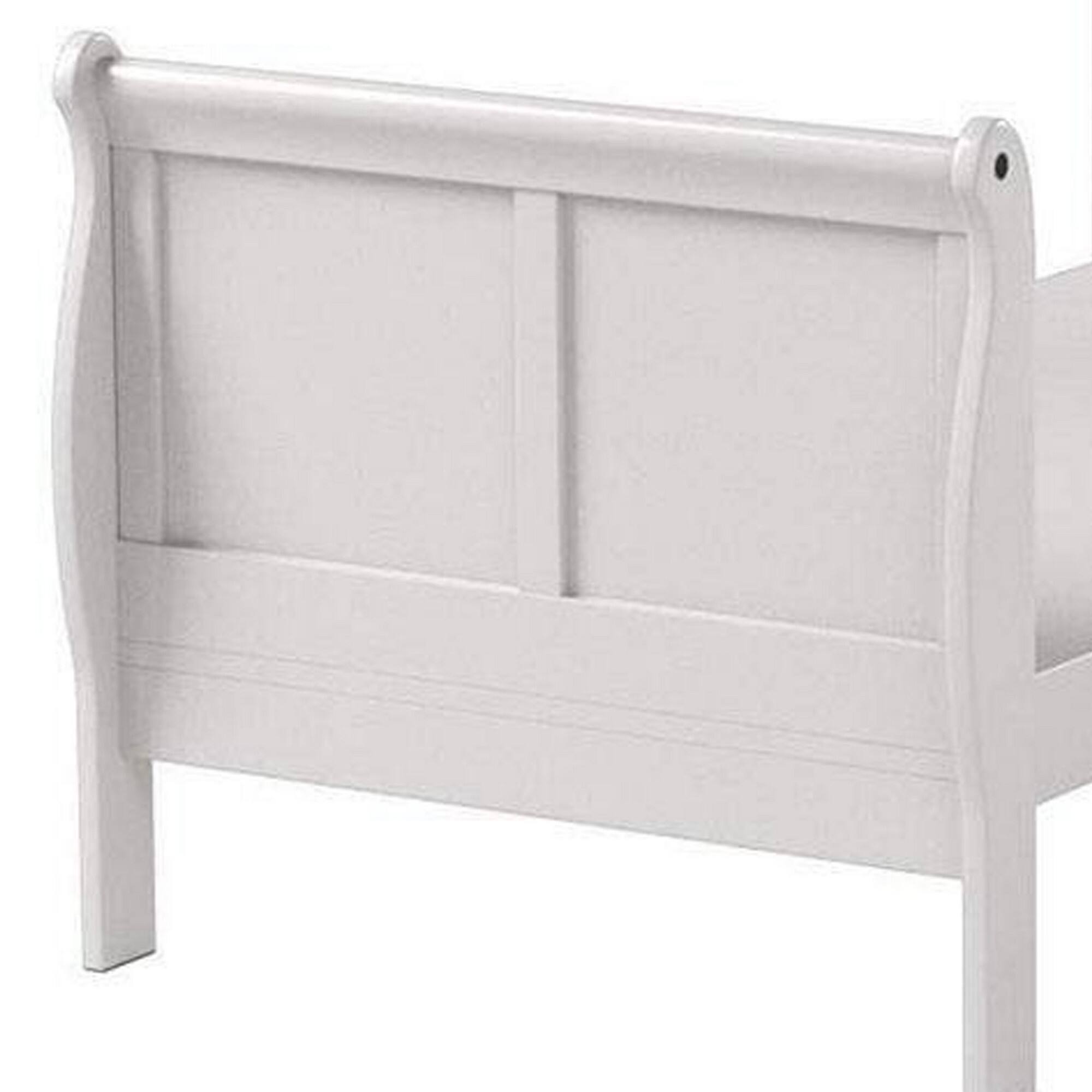 Alt View 2. Manhattan Lane - Sophisticated Contemporary Style Twin Size Sleigh Bed - White.