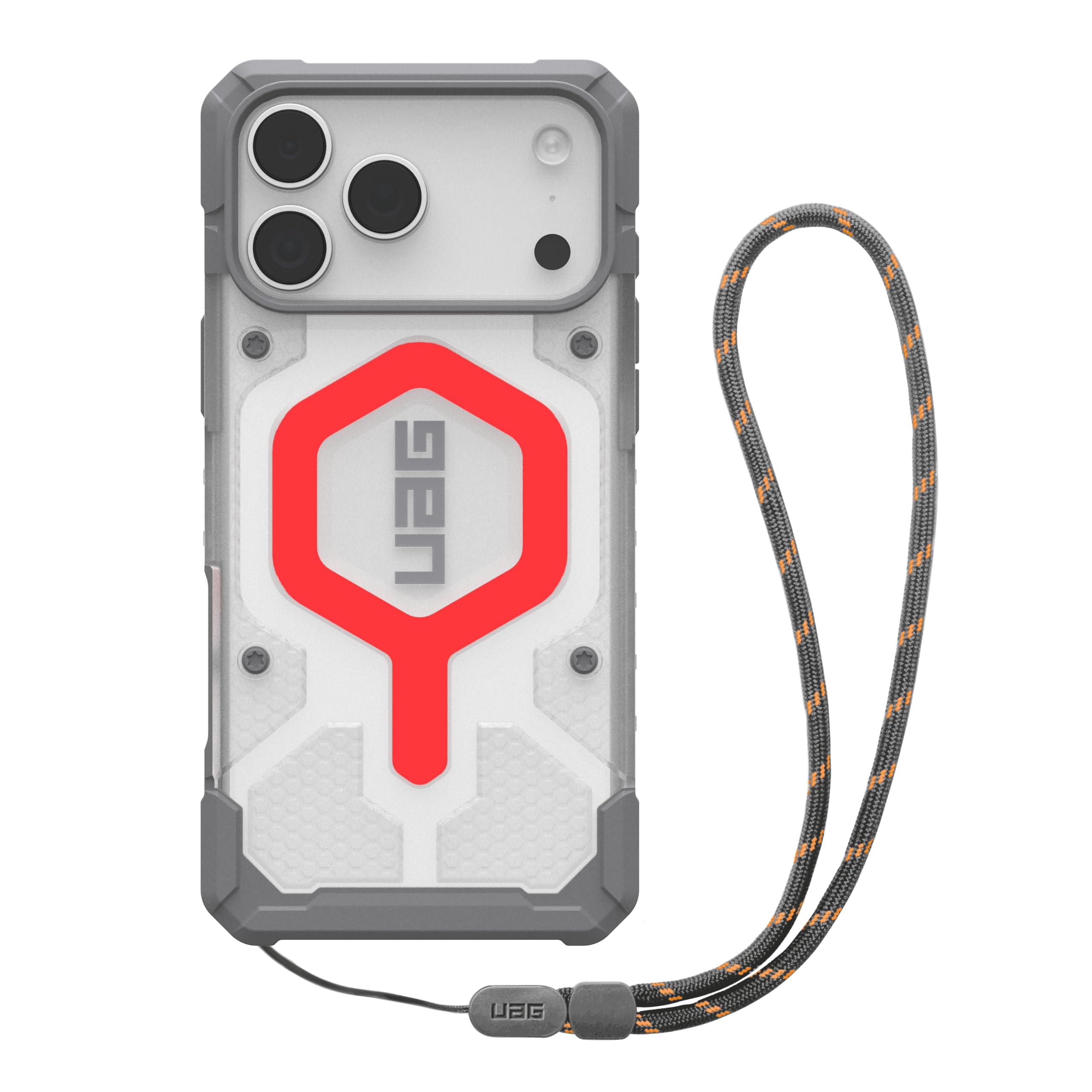UAG - iPhone 17 Pro Max Case with Glow-in-the-Dark MagSafe Magnet & Adjustable Wrist Lanyard Bundle, Translucent Rugged Cover - Active Lava