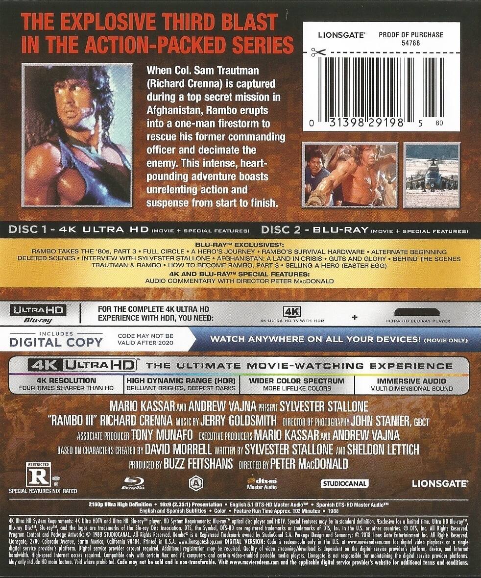 Alt View 1. Rambo III   - 4K Blu-Ray.