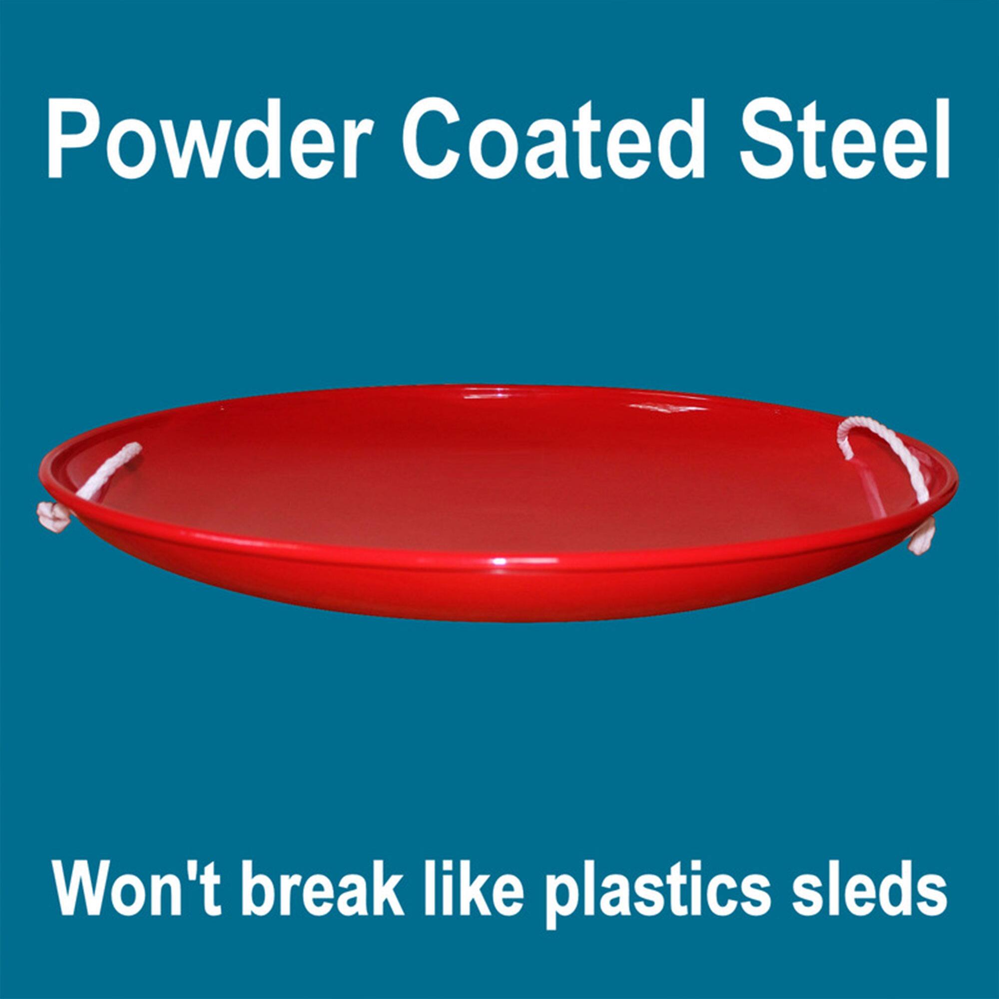 Powder Coated Steel  
Won't break like plastics sleds