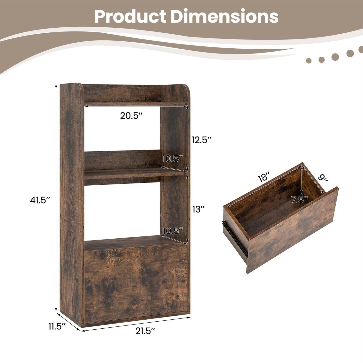 Product Dimensions

- 20.5"
- 12.5"
- 10.5"
- 18"
- 9"
- 41.5"
- 13"
- 7.5"
- 10.5"
- 11.5"
- 21.5"