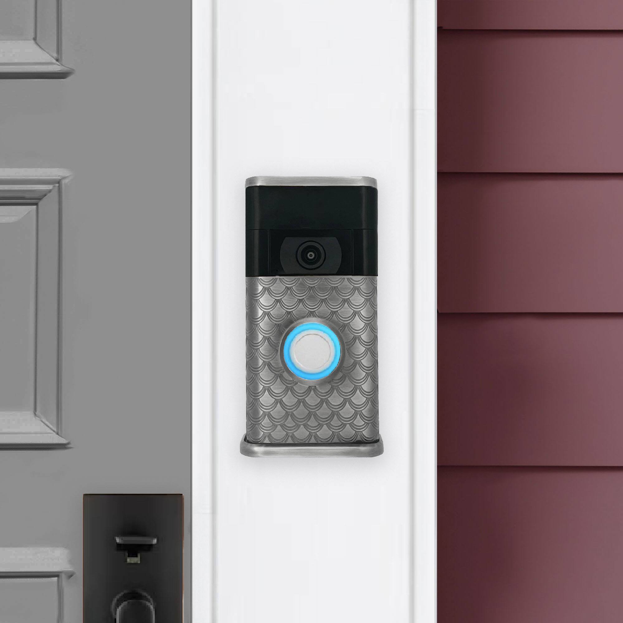 Alt View 3. Michael Healy - Scales Video Doorbell Cover (Ring 2nd Gen) - Antique Pewter.