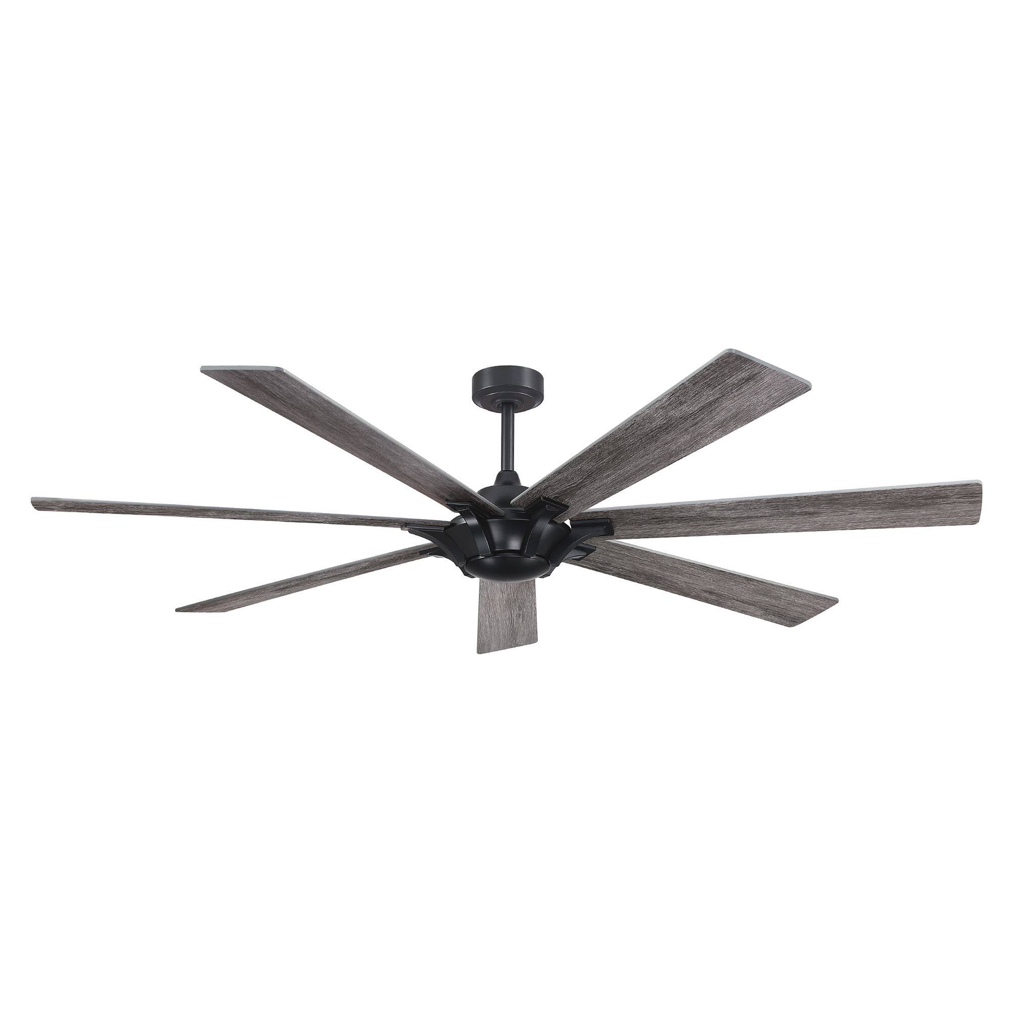 Alt View 4. Parrot Uncle - 72 in. Matte Black Industrial Reversible Blades Ceiling Fan with Remote without Light - Black.