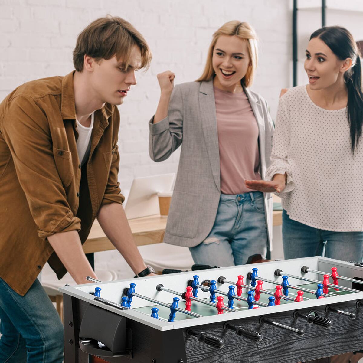 Alt View 11. Costway - 48'' Competition Sized Wooden Soccer Foosball Table Adults & Kids Home Recreation - Black.