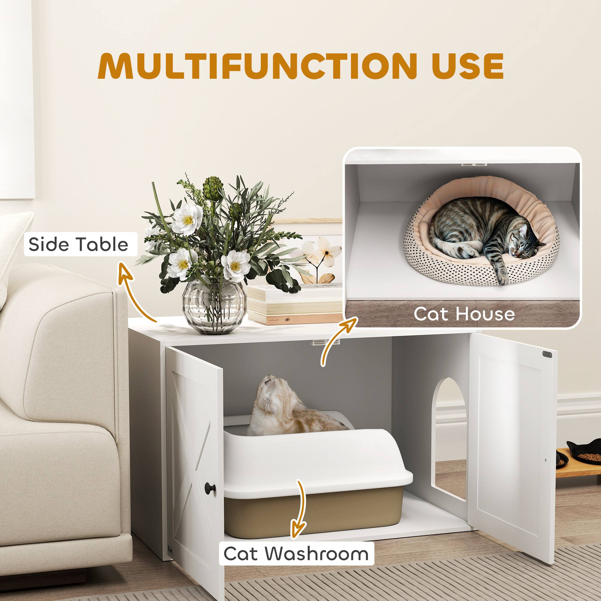 MULTIFUNCTION USE

Side Table

Cat House

Cat Washroom