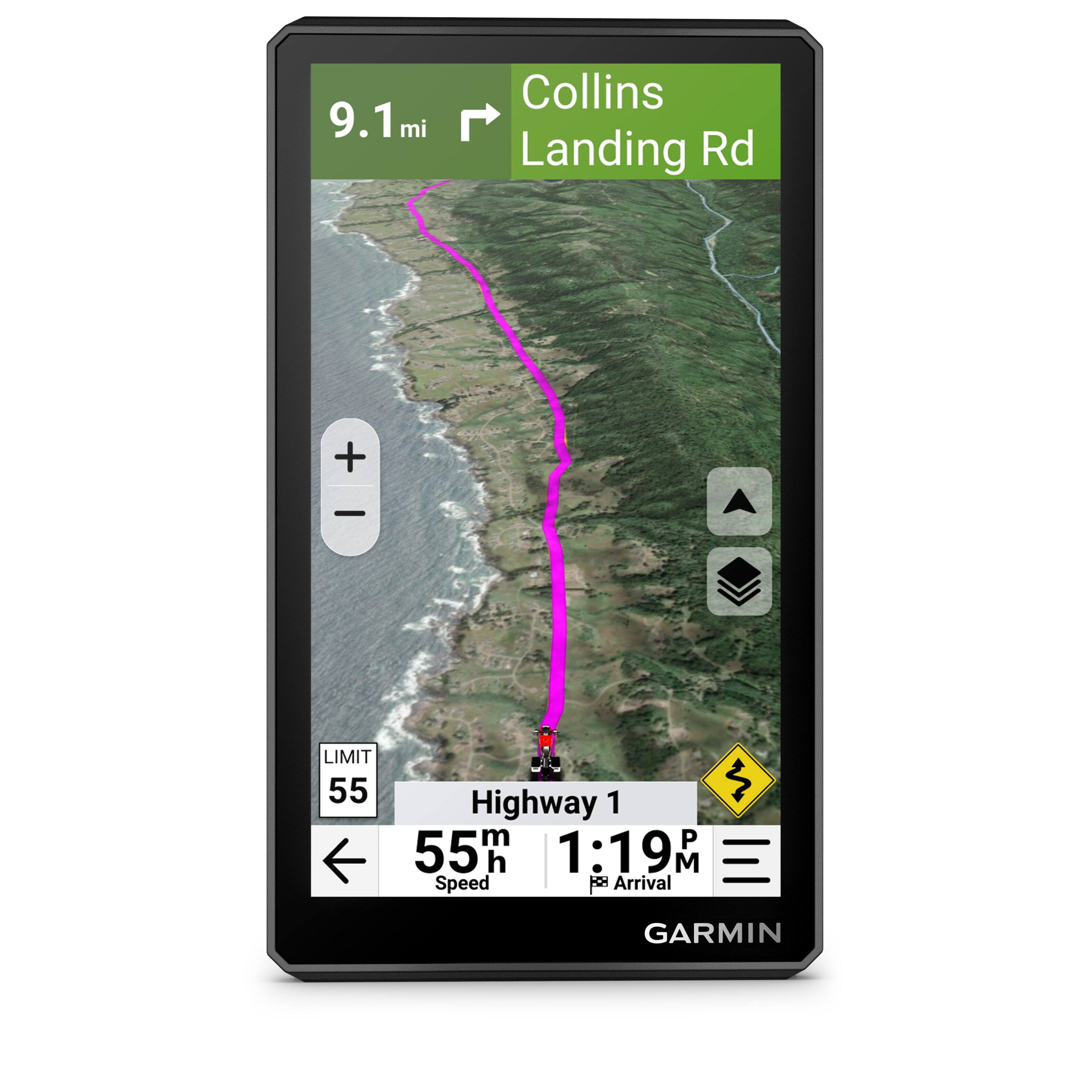 9.1 mi Collins Landing Rd  
LIMIT 55  
Highway 1  
55 mph  
Speed  
1:19 PM  
Arrival  
GARMIN