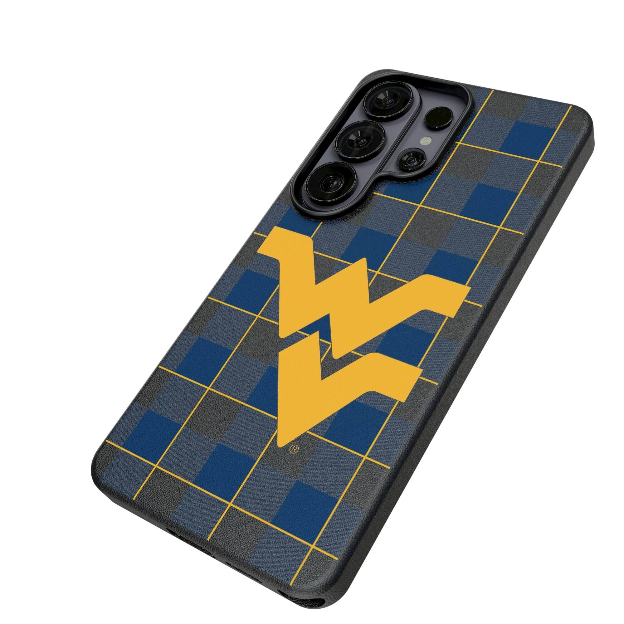 Alt View 1. Keyscaper - West Virginia Mountaineers Plaid Galaxy Magnetic Bump Case - S26 - Black.