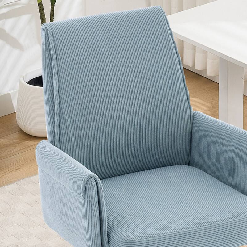 Alt View 3. HTUTWOO - Ergonomic Mid-Back Liftable Office Chair, Golden Metal Base, Memory Foam Cushion | for Home Office, Study, Work - Blue.