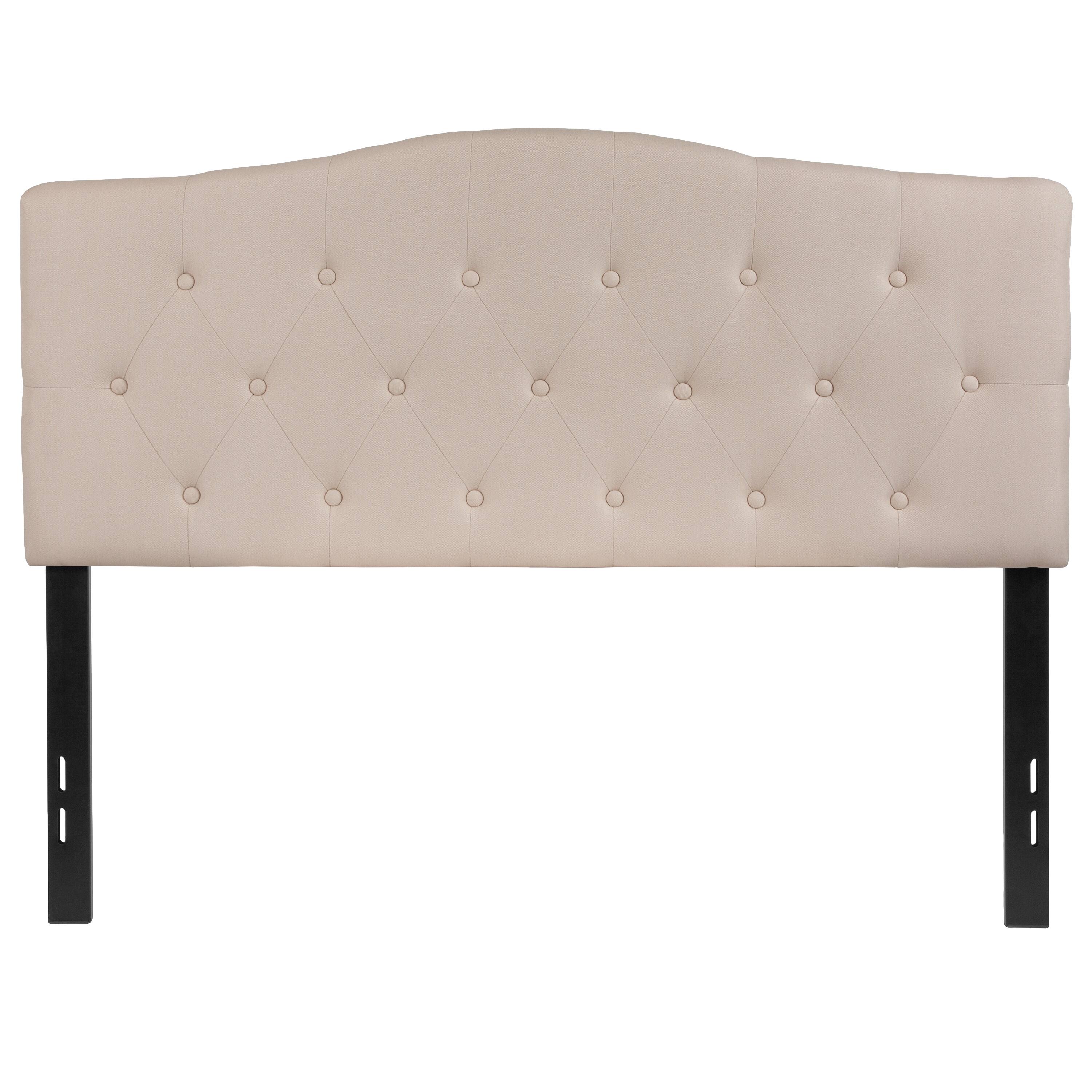 Alt View 5. Emma + Oliver - Arched Button Tufted Upholstered Headboard - Beige.