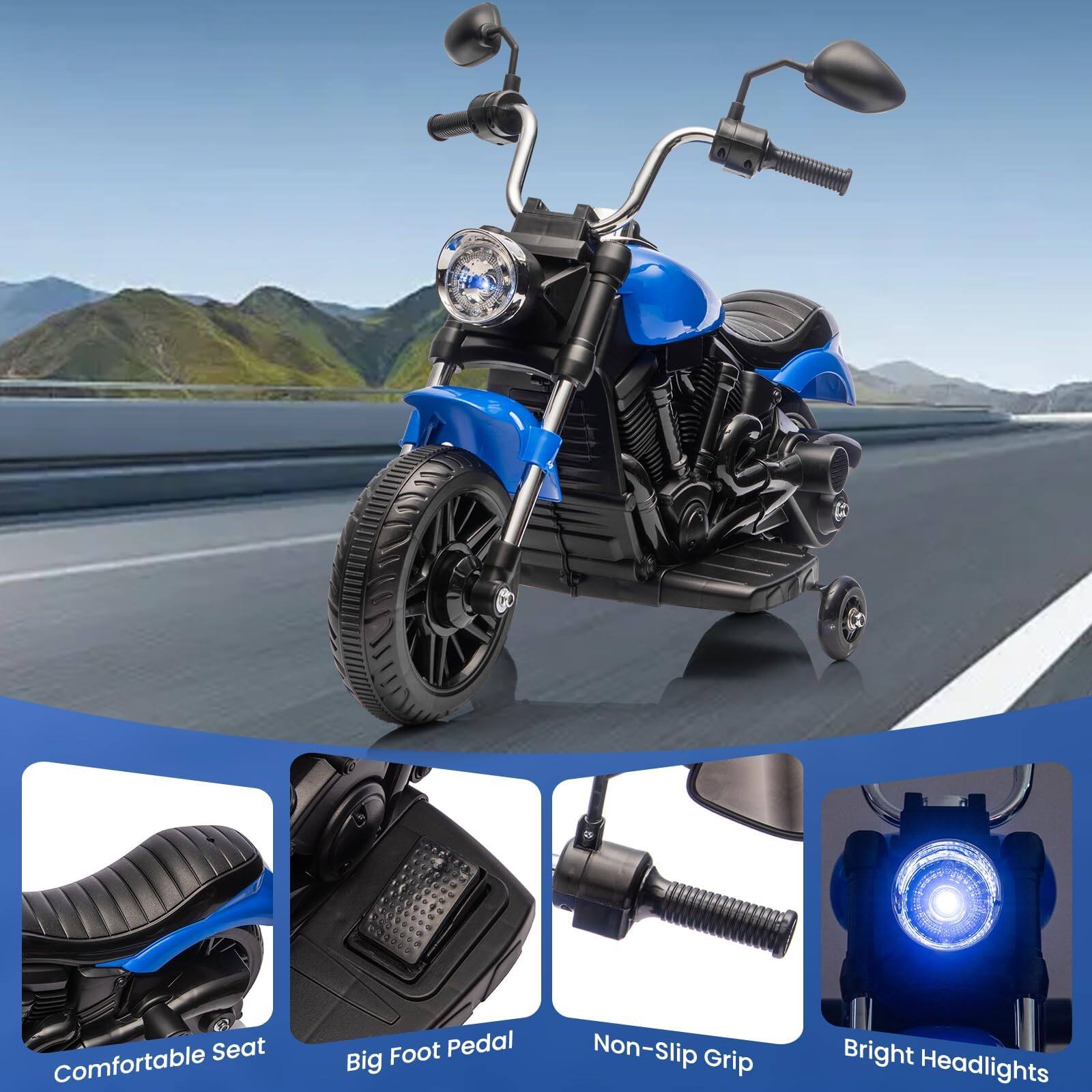 - Comfortable Seat
- Big Foot Pedal
- Non-Slip Grip
- Bright Headlights