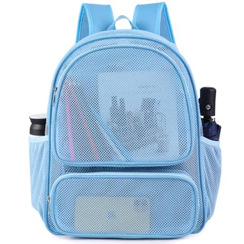 Pacoar Cade - Mesh Backpack For Adults School Bookbag Semi-transparent Net Pack Gym Work Sports Travel (pink) - Blue