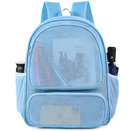 Pacoar Cade - Mesh Backpack For Adults School Bookbag Semi-transparent Net Pack Gym Work Sports Travel (pink) - Blue