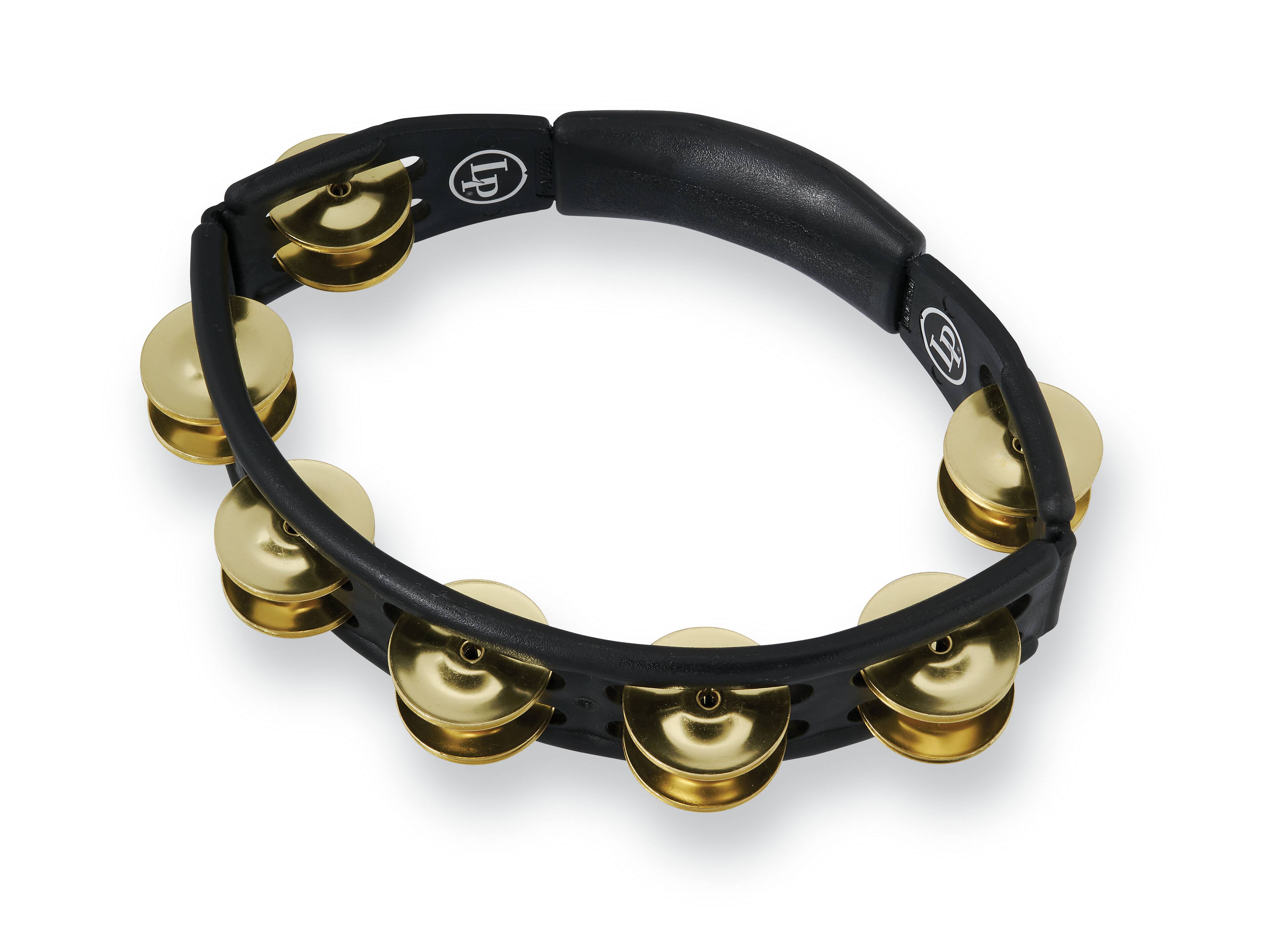 Front. Latin Percussion - Cyclops Handheld Tambourine, Brass.