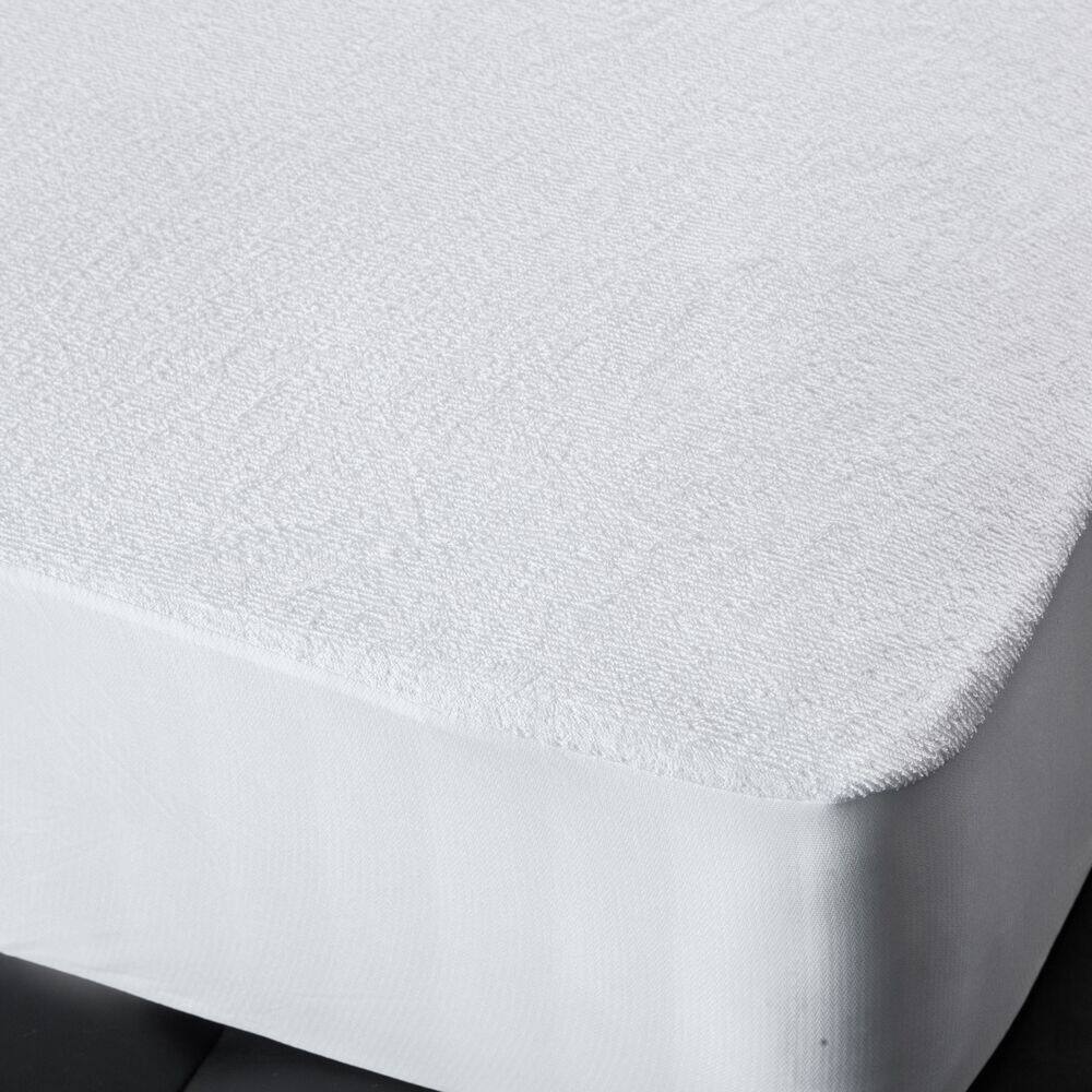 Left. Home Basics - Home Basics Terry Waterproof Mattress Protector - White.