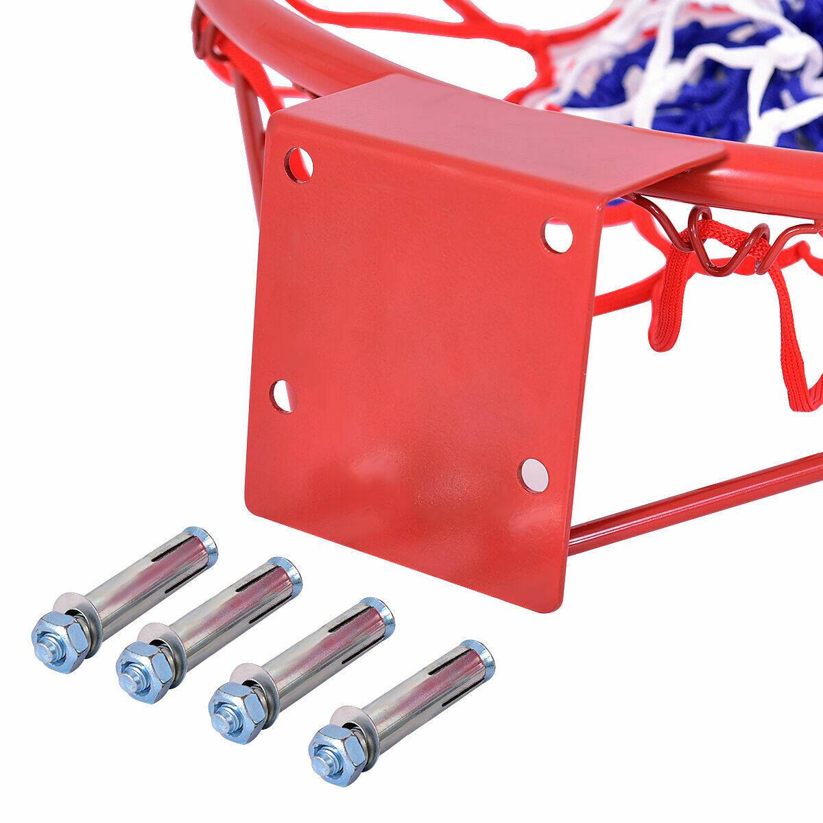 Alt View 8. Gymax - Gymax 18'' Basketball Ring Hoop Net Outdoor Hanging Basket - White.