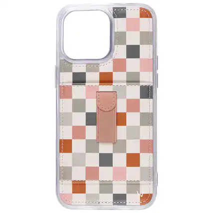 Front. Walli Cases - Walli Cases iPhone 13 Pro Sport Case with Wallet and Finger Strap - Coastal Check - Coastal Check.