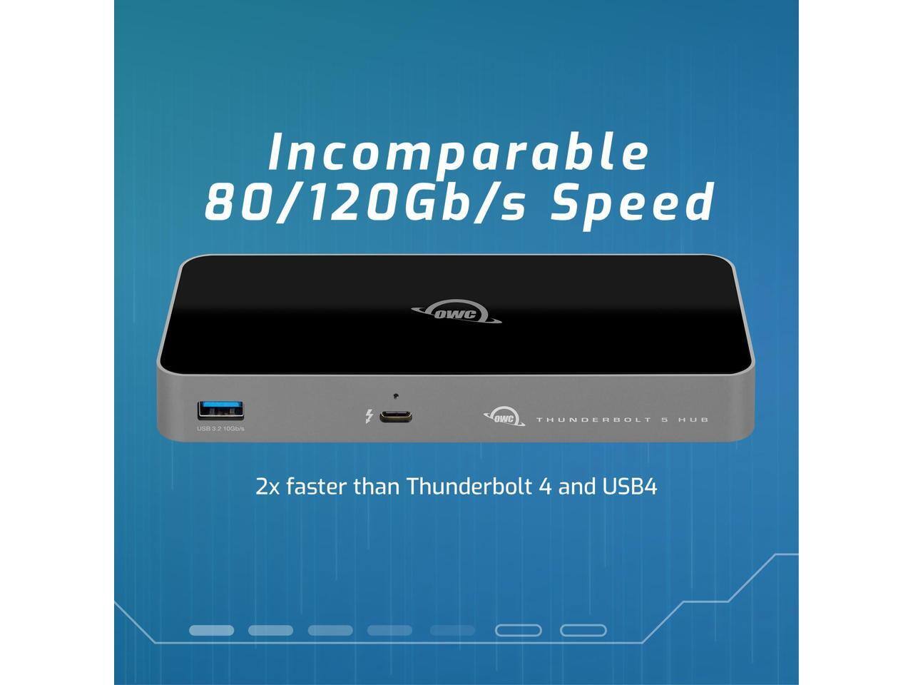 Incomparable 80/120Gb/s Speed  
OWC Thunderbolt 5 Hub  
2x faster than Thunderbolt 4 and USB4
