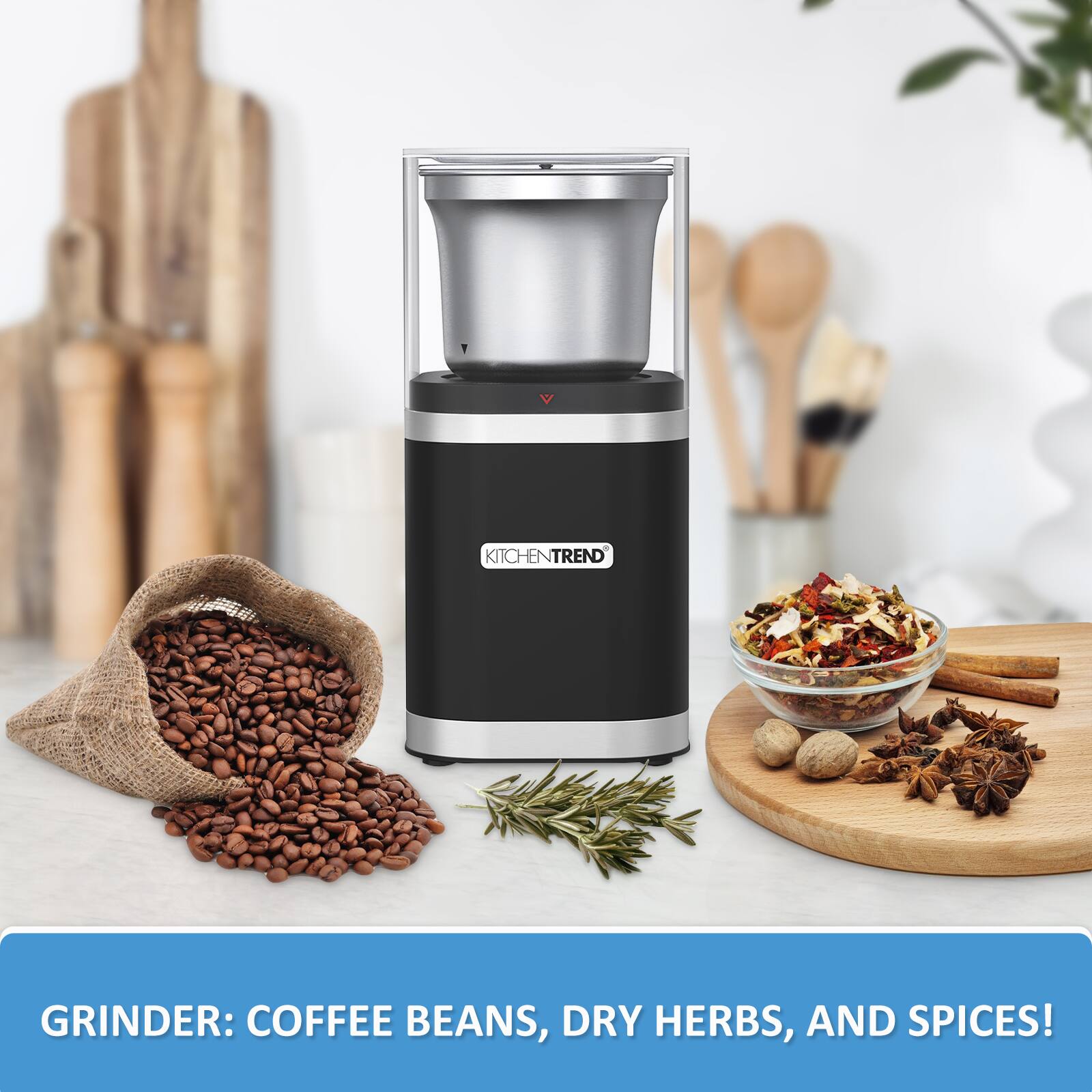 A KITCHENTREND GRINDER: COFFEE BEANS, DRY HERBS, AND SPICES!