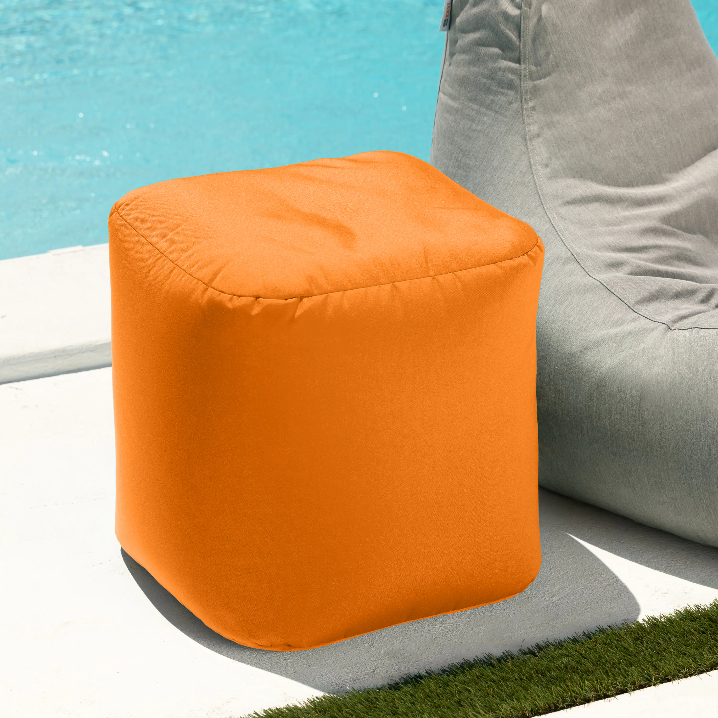 Alt View 1. Jaxx - Jaxx Luckie Outdoor Patio Bean Bag Ottoman, Tangerine - Tangerine.