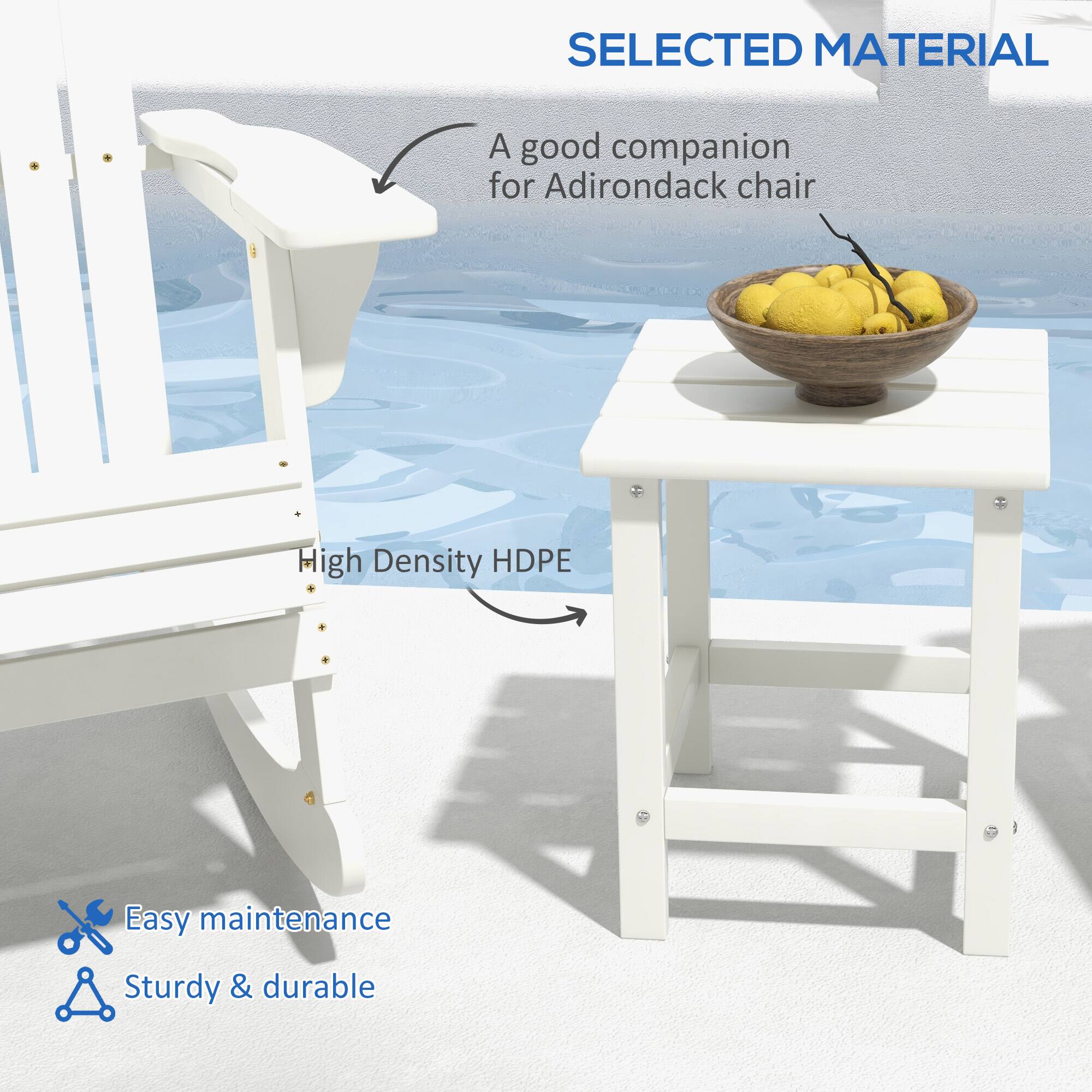SELECTED MATERIAL

A good companion for Adirondack chair

High Density HDPE

Easy maintenance

Sturdy & durable