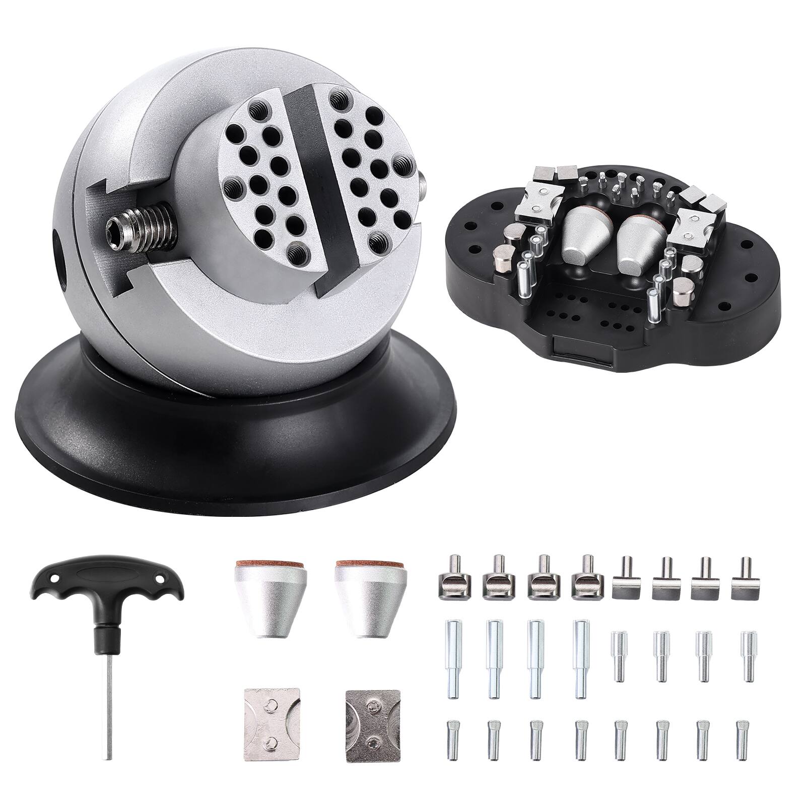 Alt View 5. VEVOR - Ball Vise, 3" Engraving Setting Tool, 360° Rotation Engraving Block Vise, 30 PCS Attachment Jewelry Engraving Block - Black;Silver.