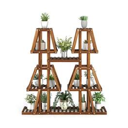 Kadyn - Raised Garden Stands, Raised Planter Stands, Elevated Flower Stands,5-Tier 10 Potted Wood Plant Stand for Plants