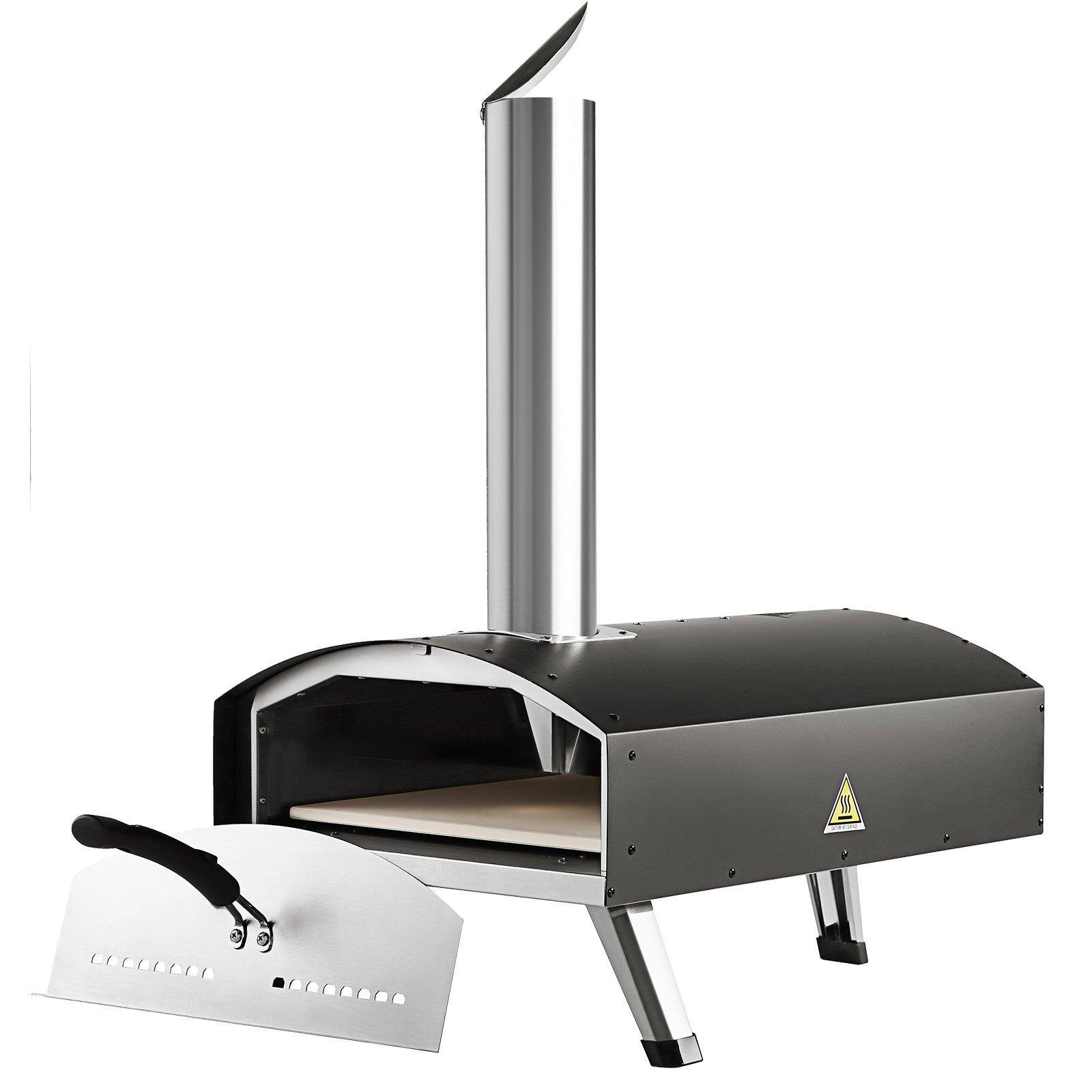Alt View 8. Glintex - 12in Pizza Oven Pellet Charcoal Maker, Portable Outdoor Grill with Stone, Cover, Shovel for Camping - Black & Silver.