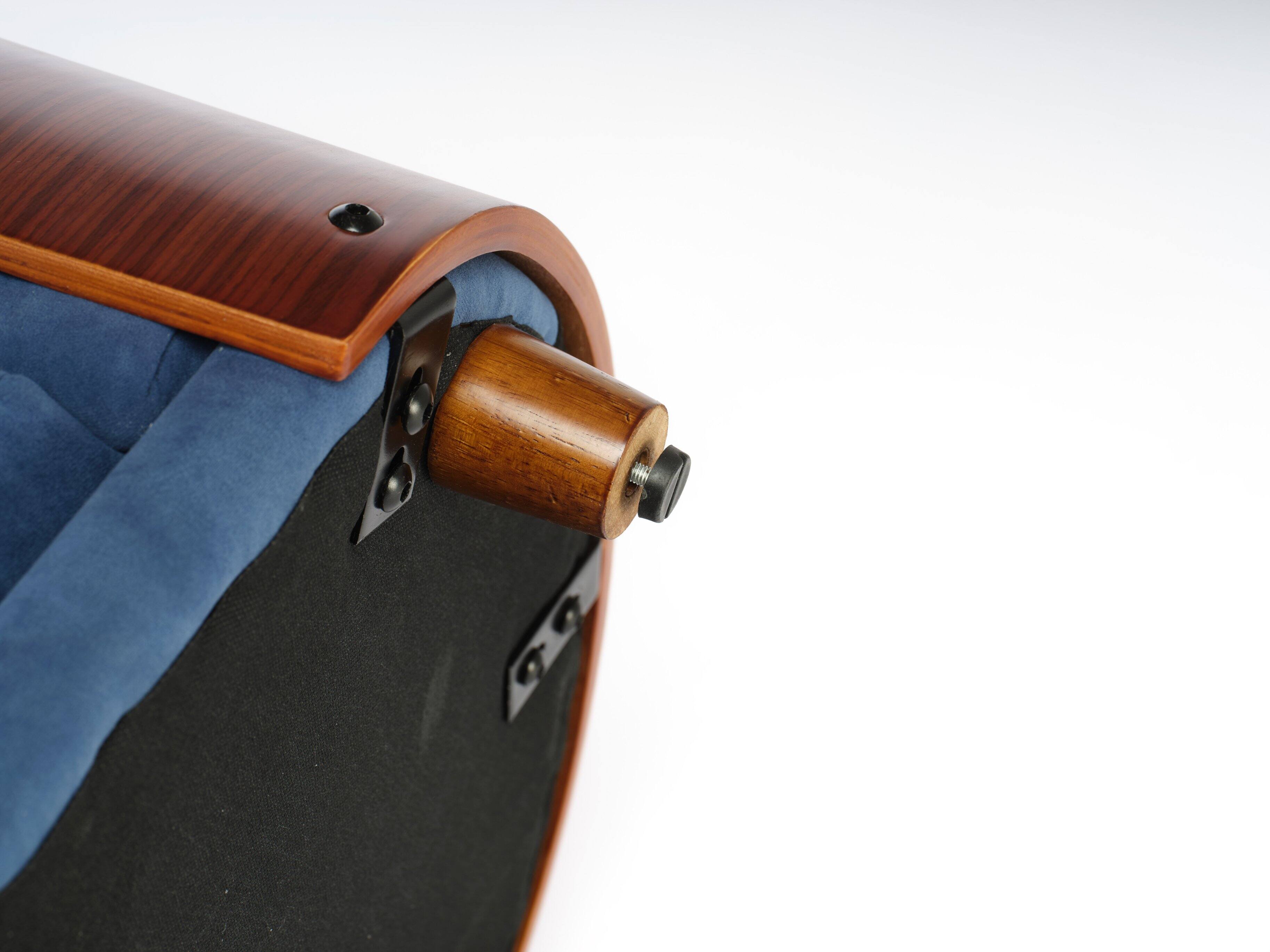 Alt View 10. Siljoy - Small Walnut Pet Sofa, Scandinavian Dog Bed with Solid Wood Legs & Dark Blue Velvet Cushion - Dark Blue.