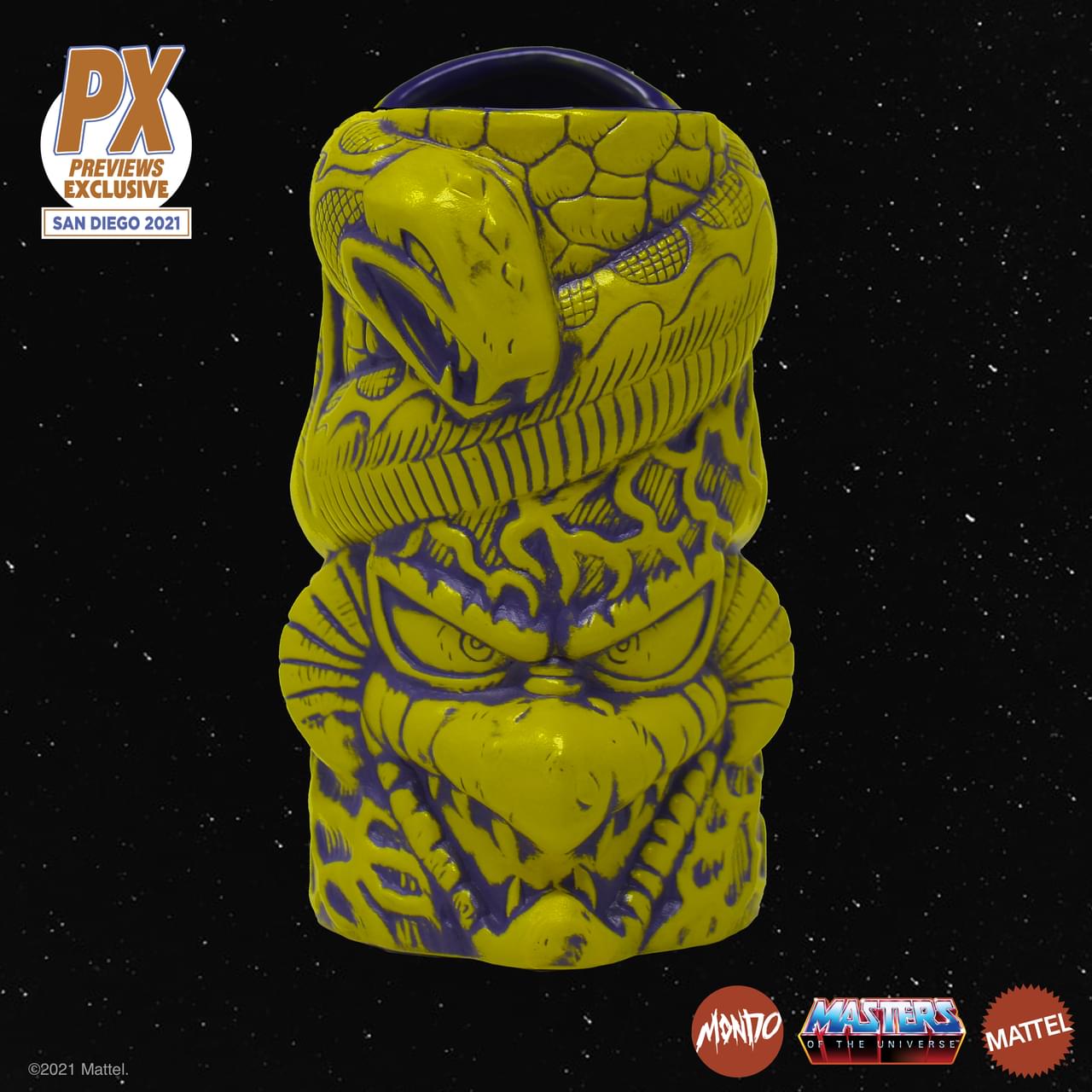 PX PREVIEWS EXCLUSIVE SAN DIEGO 2021  
©2021 Mattel.  
MONDO  
MASTERS OF THE UNIVERSE  
MATTEL