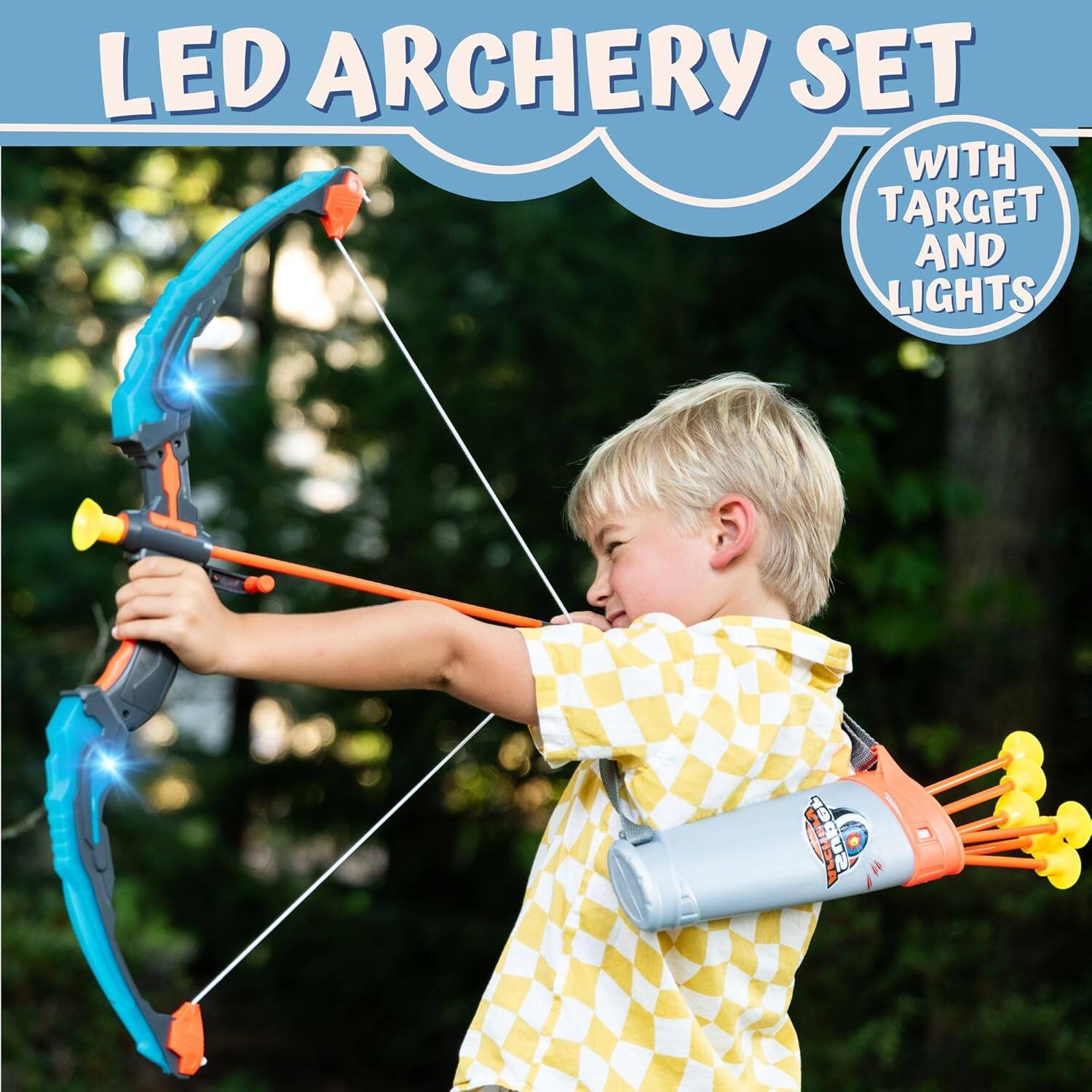 LED ARCHERY SET
WITH TARGET AND LIGHTS