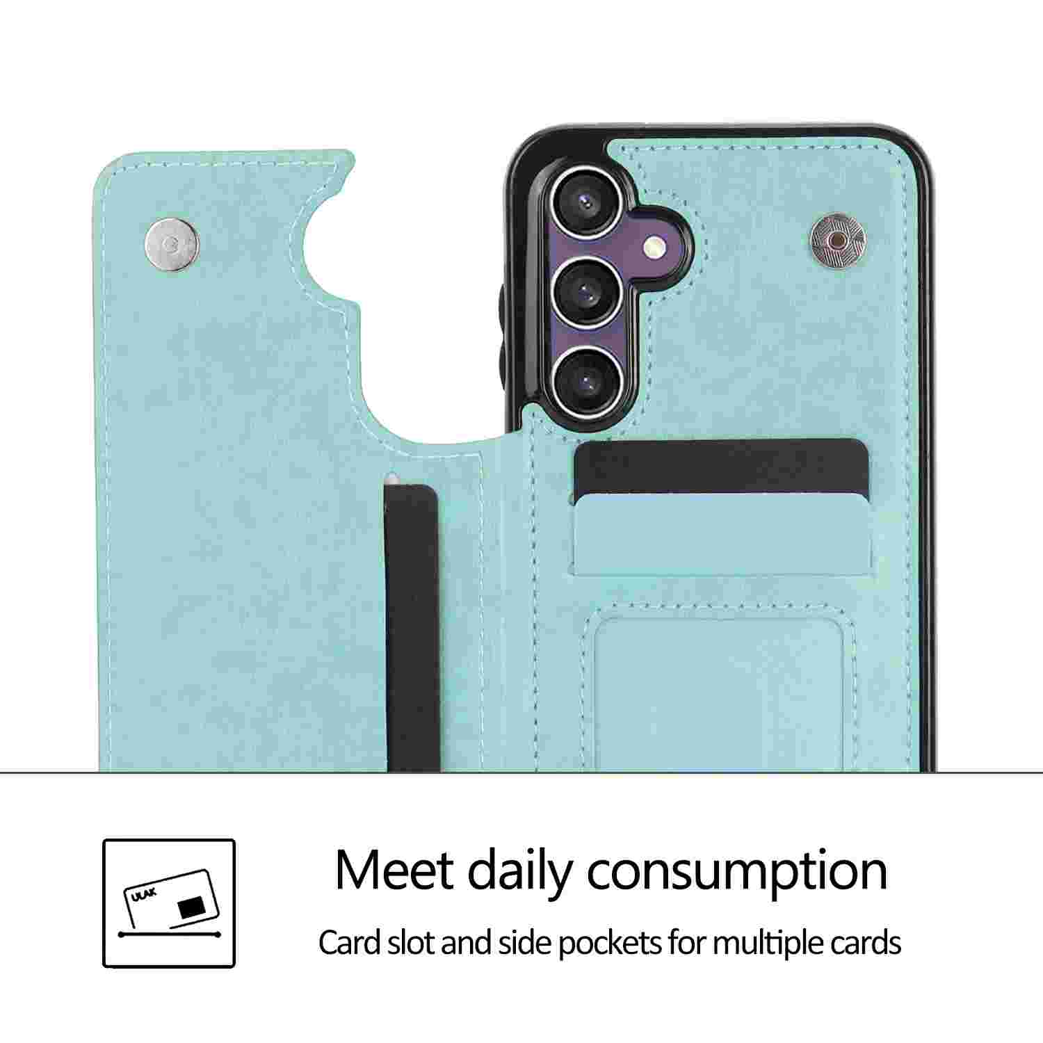Meet daily consumption  
Card slot and side pockets for multiple cards