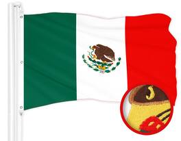 G128 - Mexico embroidered 5 x 8 ft flag, 210D polyester, brass grommets - Assorted Colors