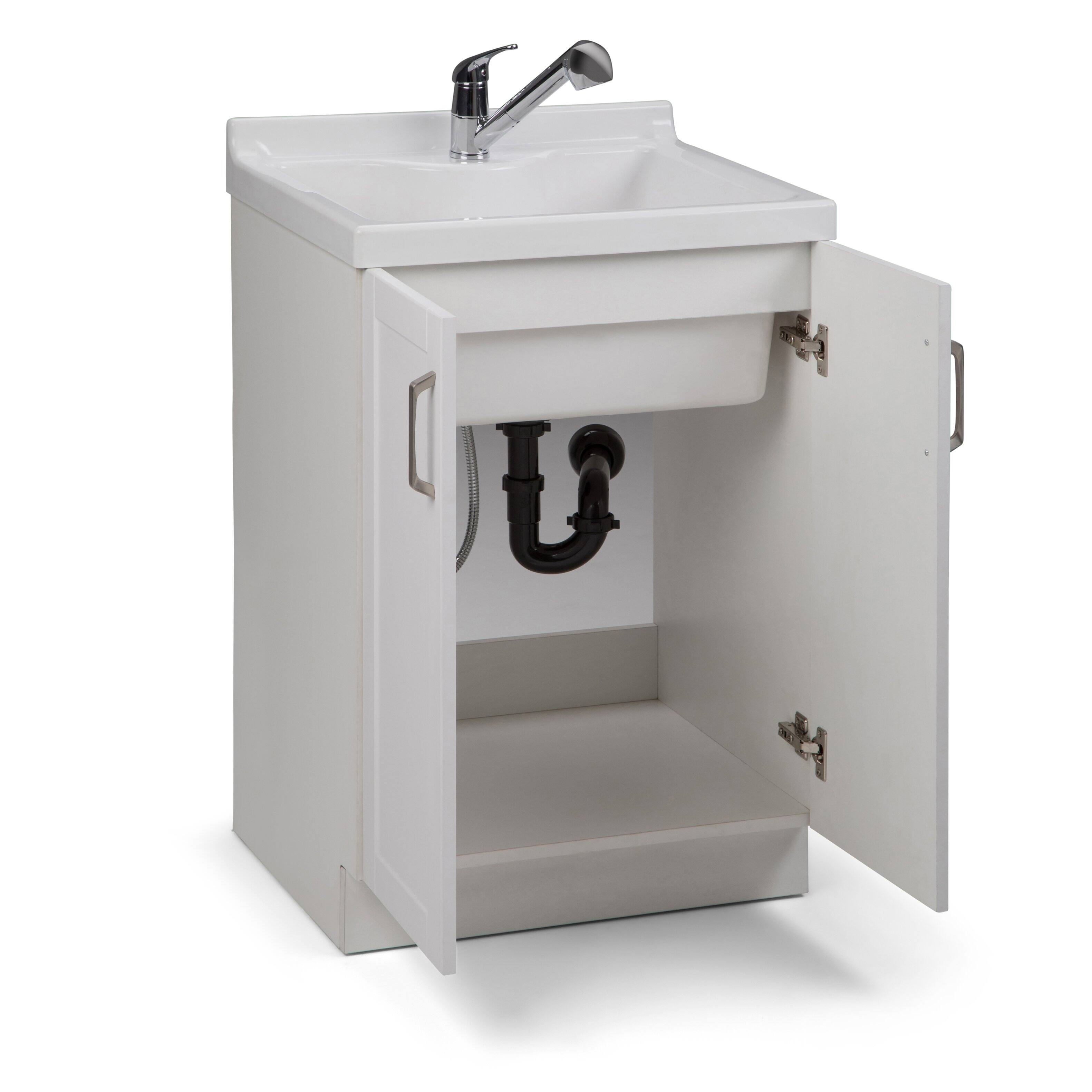 Back. Simpli Home - Kyle  All-in-One 24-inch ABS Utility Sink & Cabinet - Pure White.