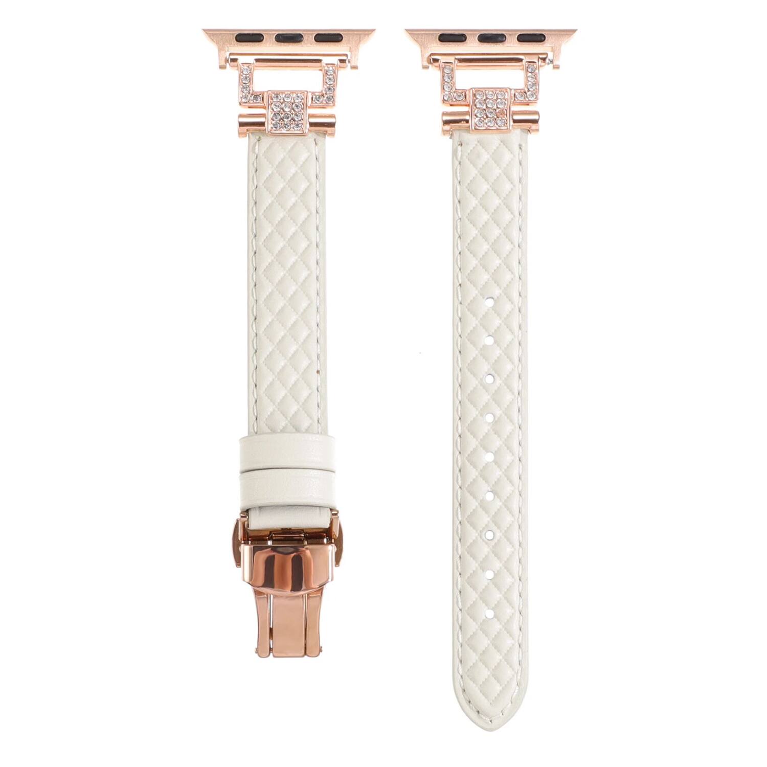 Front. Stock Preferred - Bling Leather Strap for Apple Watch Series 10 / 9 / 8 / 7 / Ultra 44mm 45mm 49mm Rhinestone Band - Starlight - Starlight.