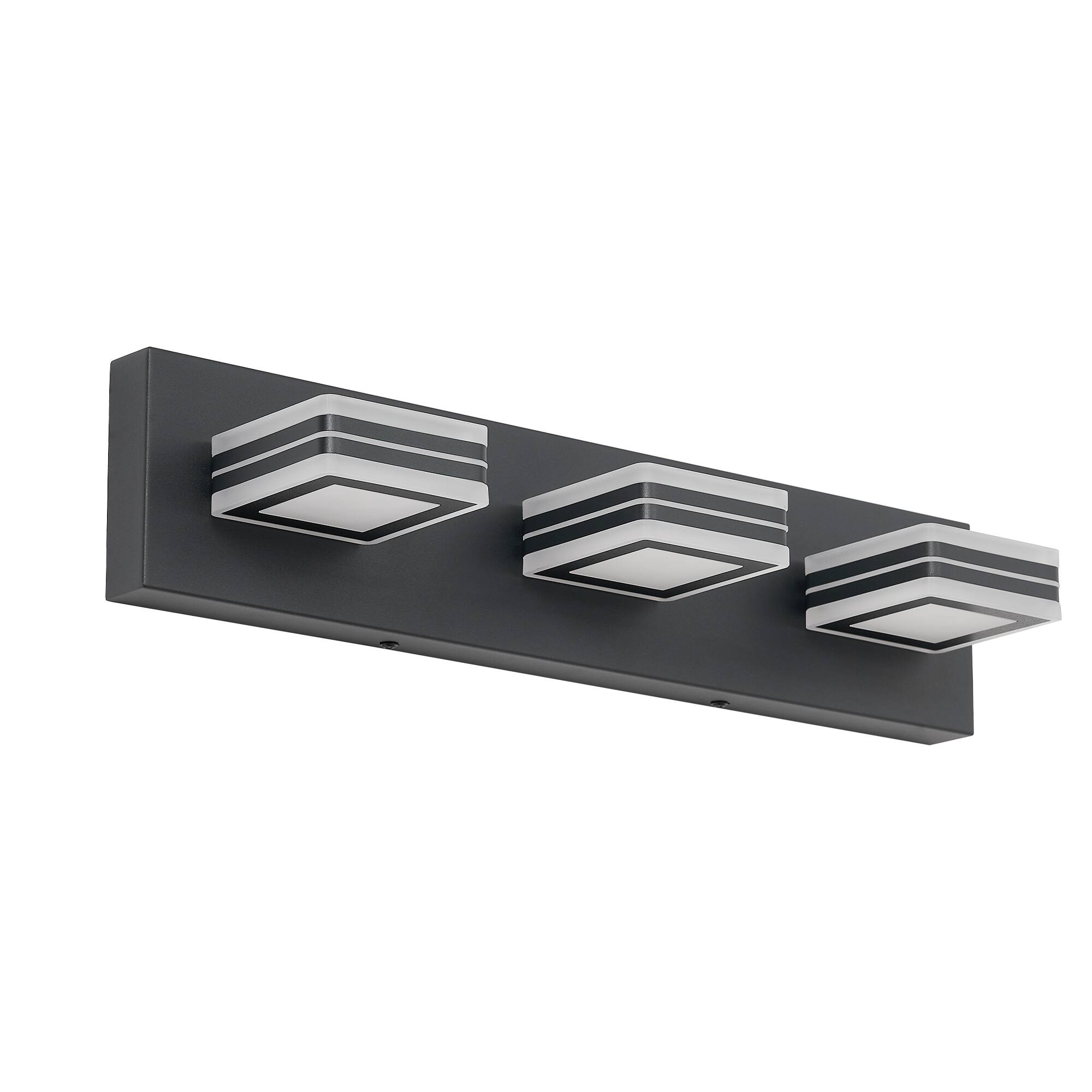Alt View 4. HOMLUX - 19.69 in. 3 Lights Black LED Vanity Light Bar Vanity Accent Lighting Fixtures and Metal Wall Sconces with Acrylic Shade.