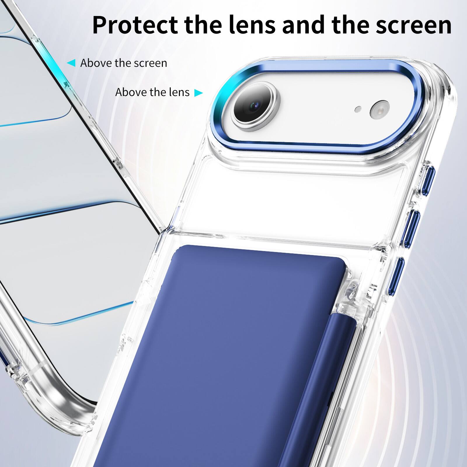 Protect the lens and the screen

- Above the screen
- Above the lens