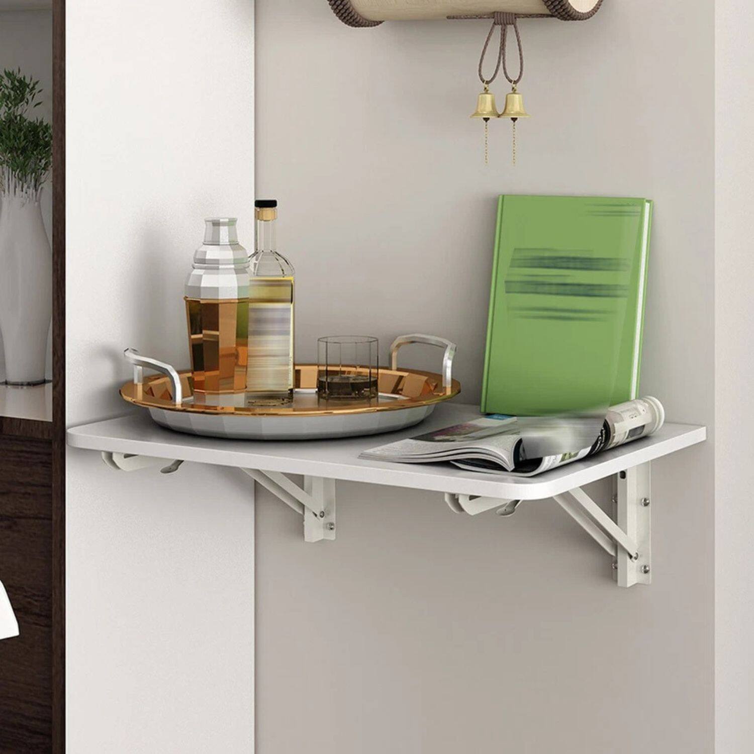 Left. Stock Preferred - Wall Mounted Folding Laptop Desk - White.
