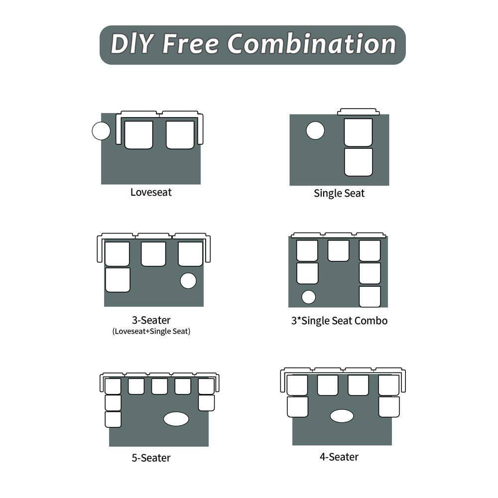 DIY Free Combination

- Loveseat
- Single Seat
- 3-Seater (Loveseat+Single Seat)
- 3*Single Seat Combo
- 5-Seater
- 4-Seater