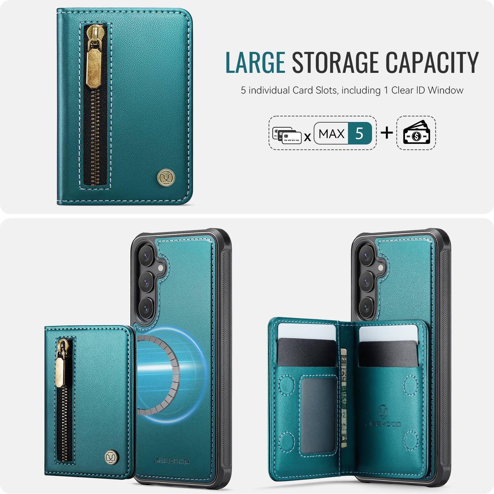 LARGE STORAGE CAPACITY  
5 individual Card Slots, including 1 Clear ID Window  
x MAX 5 +