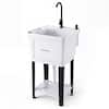 Front. Costway - Costway Utility Sink, Laundry Tub with Rotating Faucet, Storage Shelf, Adjustable Legs - White + Black.