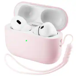 Ornarto - Compatible with AirPods Pro 3 Case 2025, Full Protective Silicone with Front LED Visible Skin Case - Chalk Pink