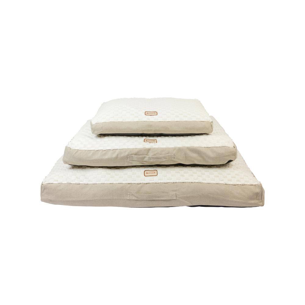 Angle. Armarkat - Medium With Handle Dog Crate Mat With Poly Fill Cushion and Removable Cover - Beige.