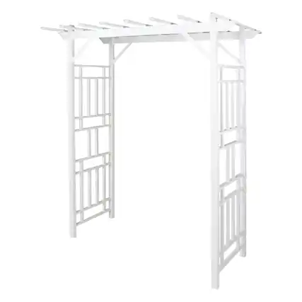 Front. Dura-Trel - Dura-Trel Wellington Arbor 72" x 85" Outdoor Garden Arch Lattice Trellis, White - White.