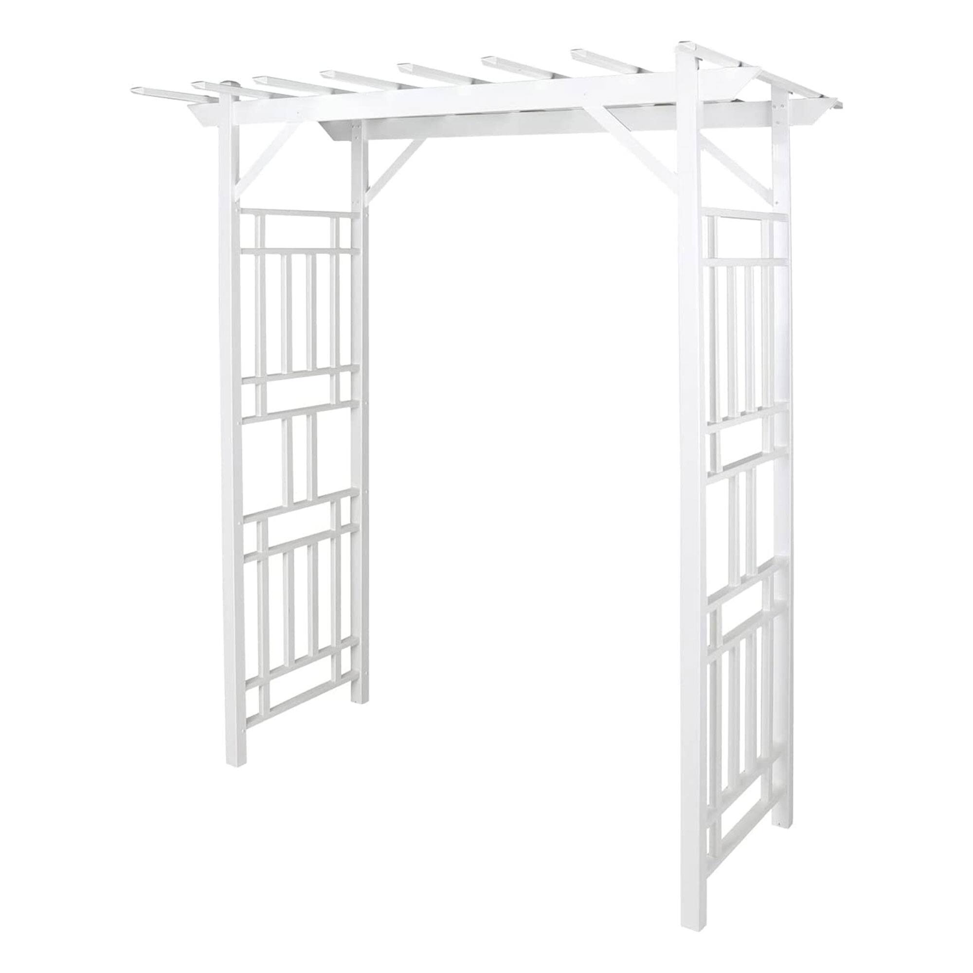 Front. Dura-Trel - Dura-Trel Wellington Arbor 72" x 85" Outdoor Garden Arch Lattice Trellis, White - White.